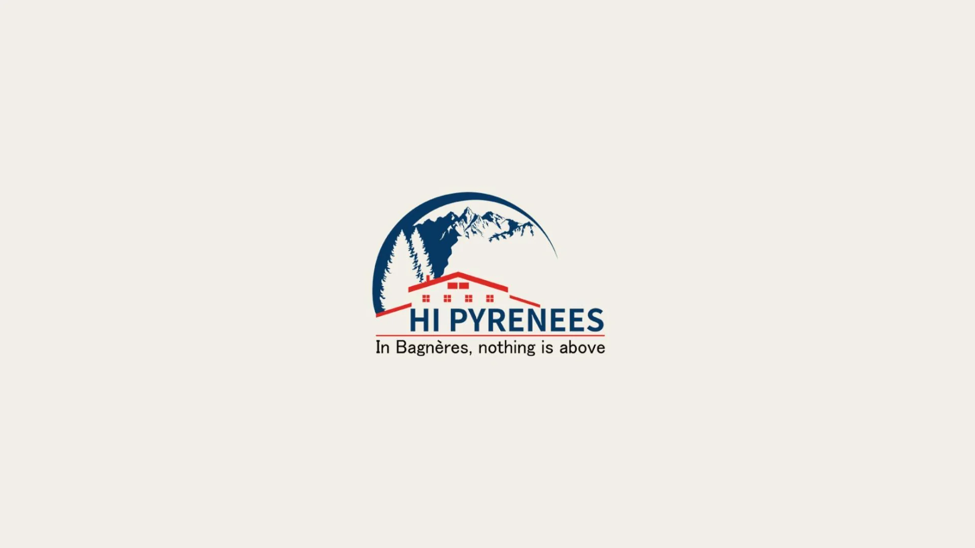Logo HI PYRENEES avec maison et montagnes, chambre d'hôtes à Bagnères-de-Bigorre